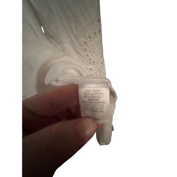 J Jill Womens 2X White Embroidered Sleeve Button-Up Blouse - Picture 5 of 6